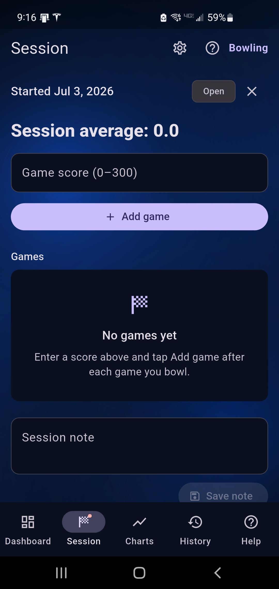 Logging game scores during a session