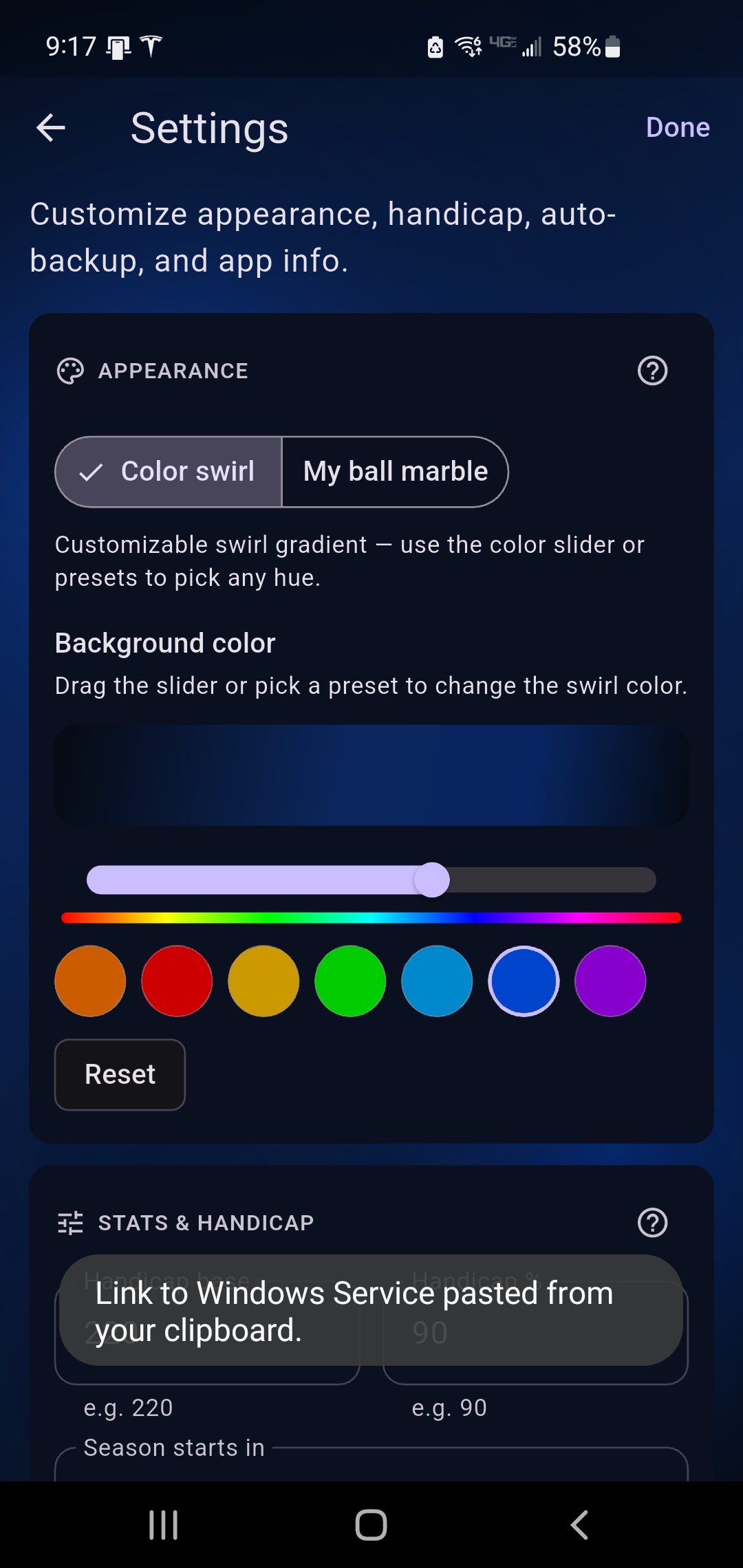 Settings, appearance, and auto-backup